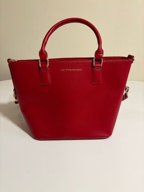Tru Trussardi Red Leather Structured Handbag